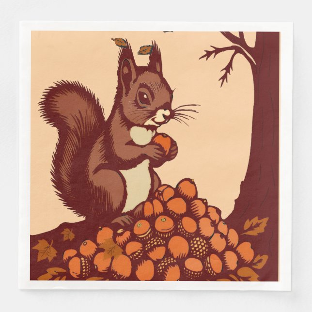 🐿️ Autumn Squirrel – Pack of 50 Napkin (Front)
