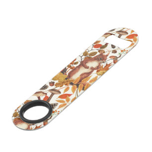 Autumn squirrels and autumnal flora on off white