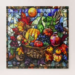 Autumn Stained Glass Art Jigsaw Puzzle