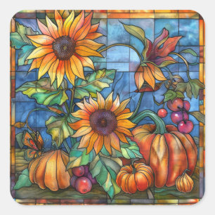 Autumn Stained Glass Art Stickers
