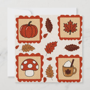 Autumn stamps pattern Thanksgiving Holiday Card