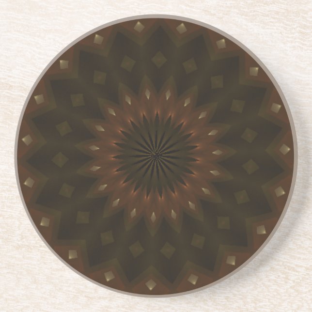 Autumn Star Kaleidoscope Mandala Coaster (Front)