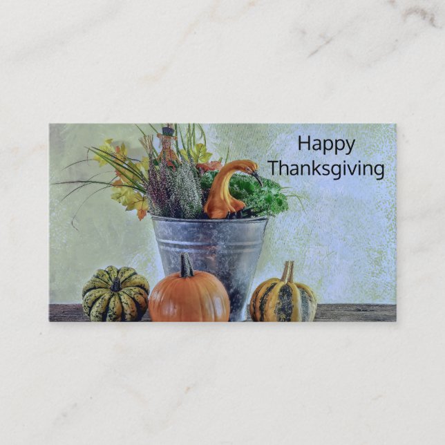 Autumn still life with pumpkins, flowers  business card (Front)