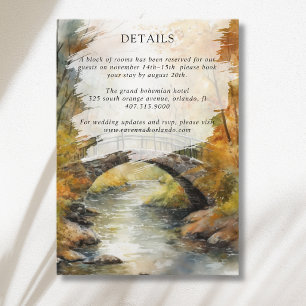 Autumn Stone Bridge River Fall Wedd Details Enclosure Card