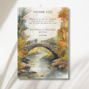 Autumn Stone Bridge River Leaves Fall Thank You Announcement
