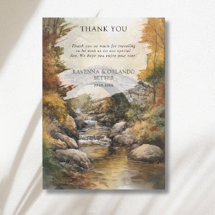 Autumn Stone Bridge River Leaves Fall Thank You  Announcement