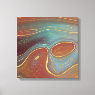 Autumn Strata   Terra Cotta Teal and Gold Agate Canvas Print