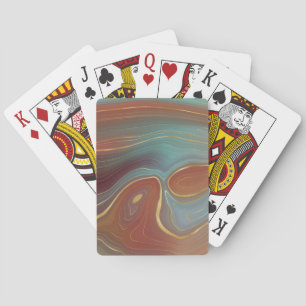 Autumn Strata Terra Cotta Teal and Gold Agate Playing Cards