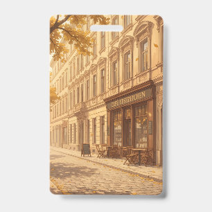 Autumn Street Scene with Books ID Badge