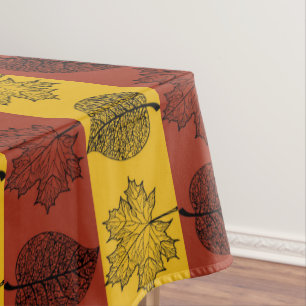 Autumn Striped Leaves Tablecloth