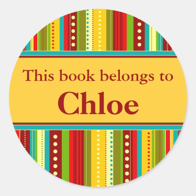 Autumn Stripes Book Label (Front)