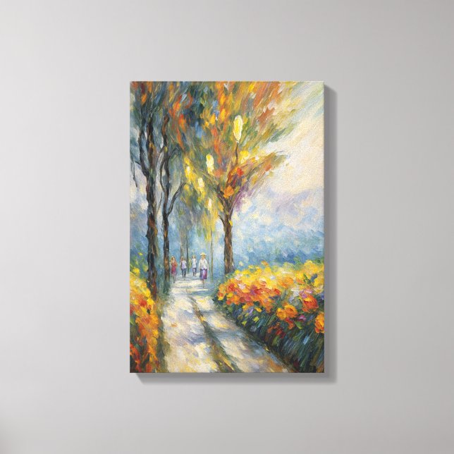 Autumn Stroll Impressionist Pathway Scene Canvas Print (Front)