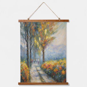 Autumn Stroll Impressionist Pathway Scene Hanging Tapestry