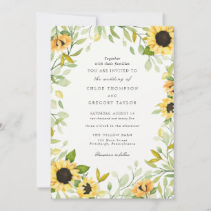 Autumn Sunflower and Greenery Wedding Invitation