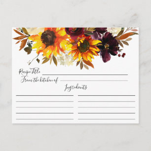 Autumn Sunflower Bouquet Floral Recipe Card