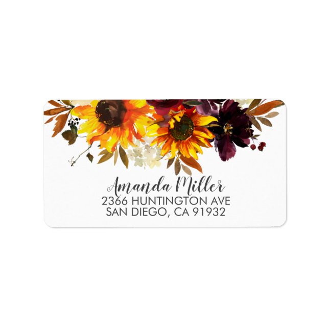 Autumn Sunflower Bouquet Return Address Label (Front)