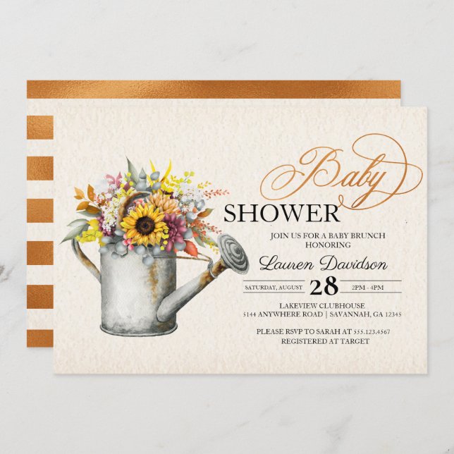 Autumn Sunflower Fall Baby Shower Invitation (Front/Back)