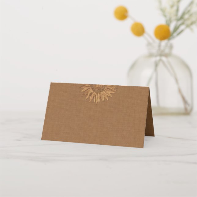 Autumn Sunflower Folded Place Cards (Back)