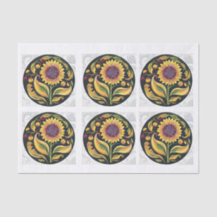 Autumn Sunflower, Folky Floral Medallion to Share! Tissue Paper