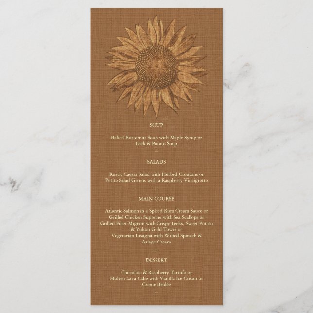 Autumn Sunflower Menu (Front)