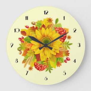 Autumn sunflower wall clock