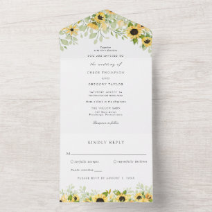 Autumn Sunflower Wedding All In One Invitation