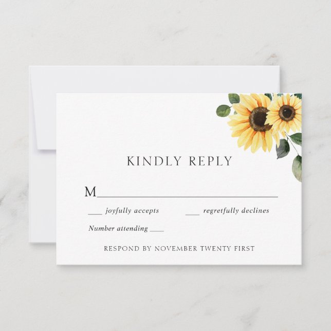 Autumn Sunflower Wedding Response Card (Front)