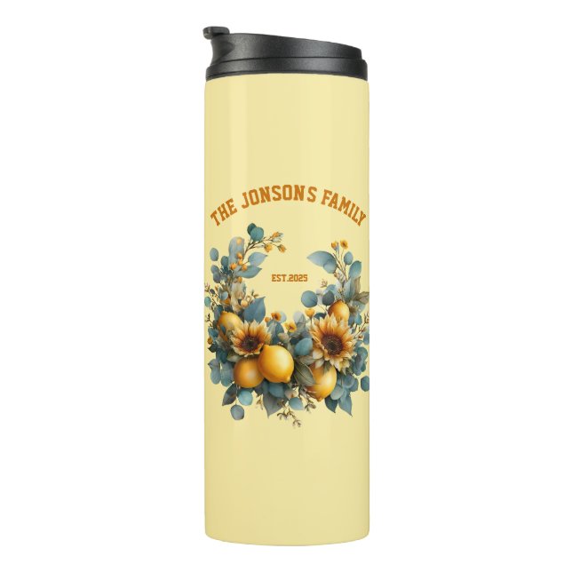 Autumn Sunflowers and Lemons Family Decor Thermal Tumbler (Rotated Right)