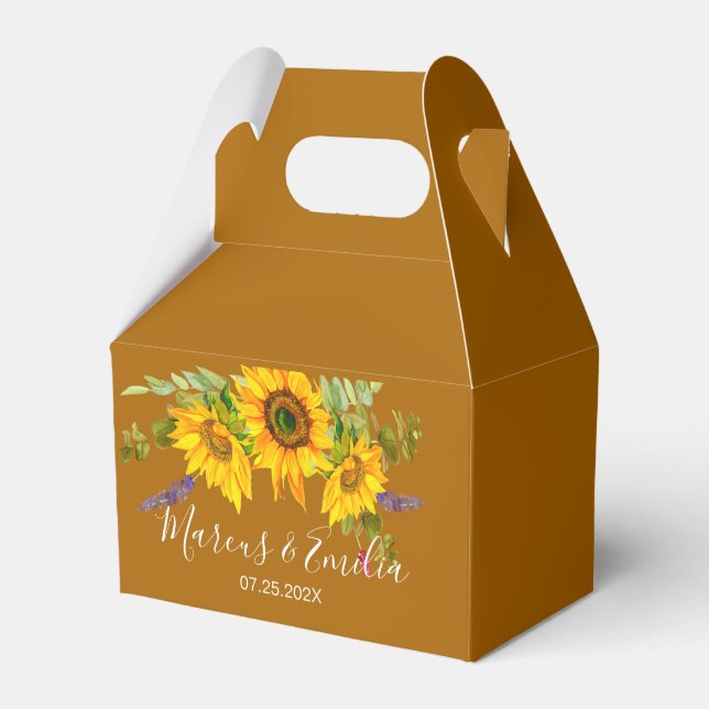 Autumn Sunflowers Custom Wedding  Favour Box (Front Side)