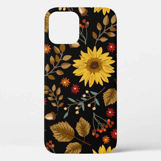 Autumn Sunflowers: Maple Black Background Case-Mate iPhone Case (Back)