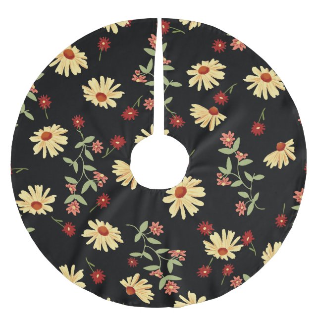 Autumn Sunflowers: Red-Orange Harmony. Brushed Polyester Tree Skirt (Front)