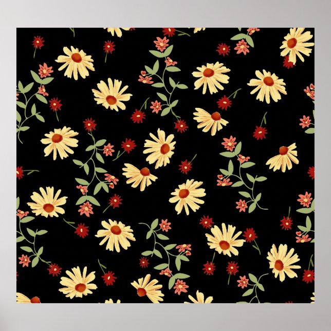 Autumn Sunflowers: Red-Orange Harmony. Poster (Front)