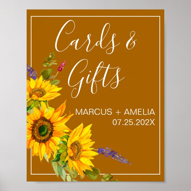 Autumn Sunflowers Wedding Gifts Sign (Front)