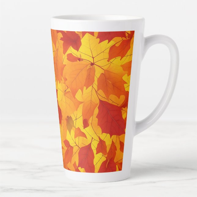 Autumn sunny shiny leaves design latte mug (Right)