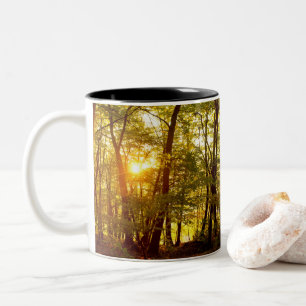 Autumn Sunrise in a Forest Two-Tone Coffee Mug