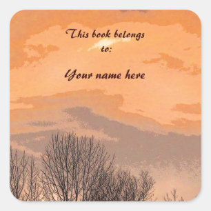 Autumn Sunset Bookplate Sticker