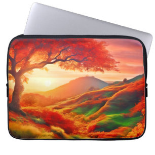 Autumn Sunset Landscape Painting Art Laptop Sleeve
