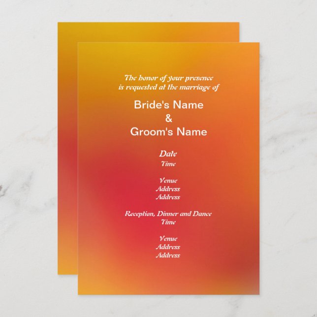 Autumn Sunset Orange Blend Wedding Invitation (Front/Back)