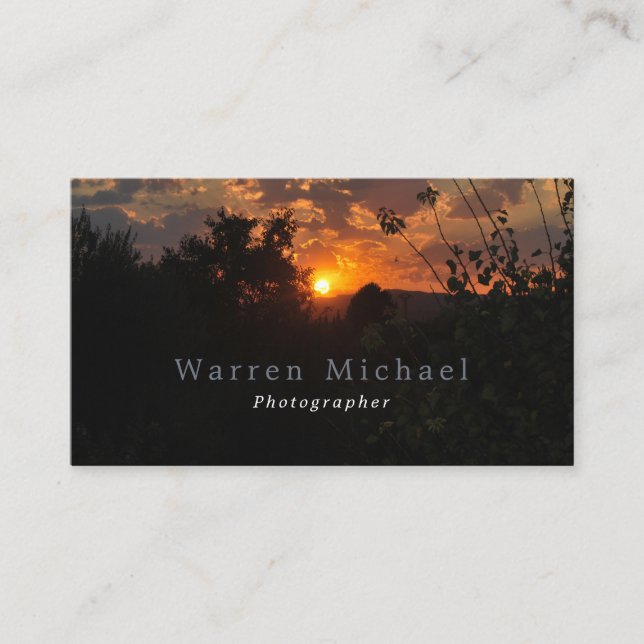 Autumn Sunset, Photographer, Photography Business Card (Front)