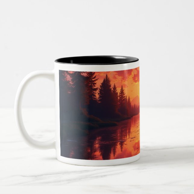 Autumn sunset Two-Tone coffee mug (Left)