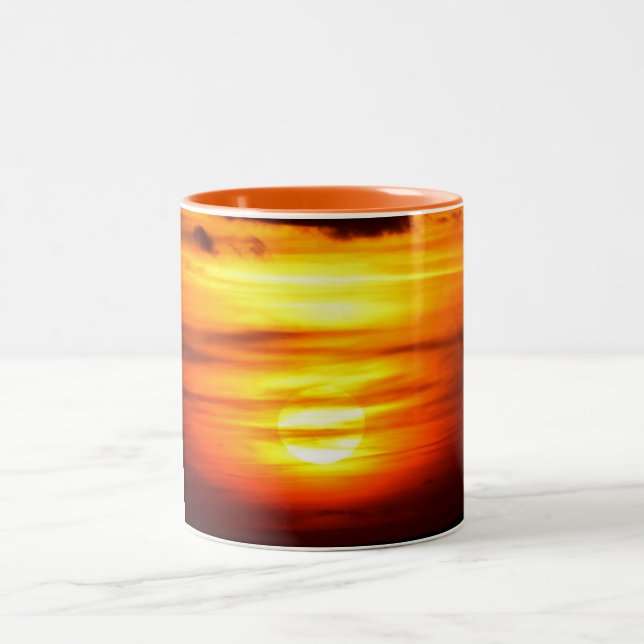 Autumn sunset Two-Tone coffee mug (Center)
