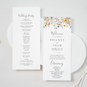 Autumn Sunshine Elegant Wildflower Wedding Program Programme