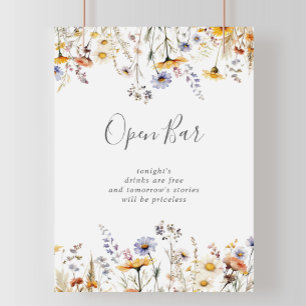 Autumn Sunshine Wildflower Wedding Open Bar  Poster