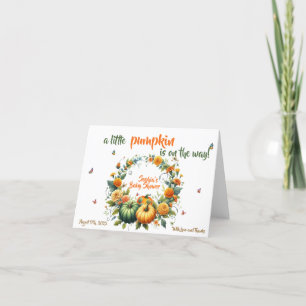 Autumn Sweet Floral Little Pumpkin Baby Shower Thank You Card