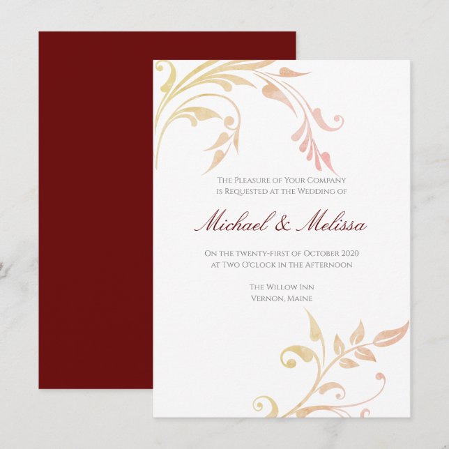Autumn Swirl Wedding Invitation (Front/Back)