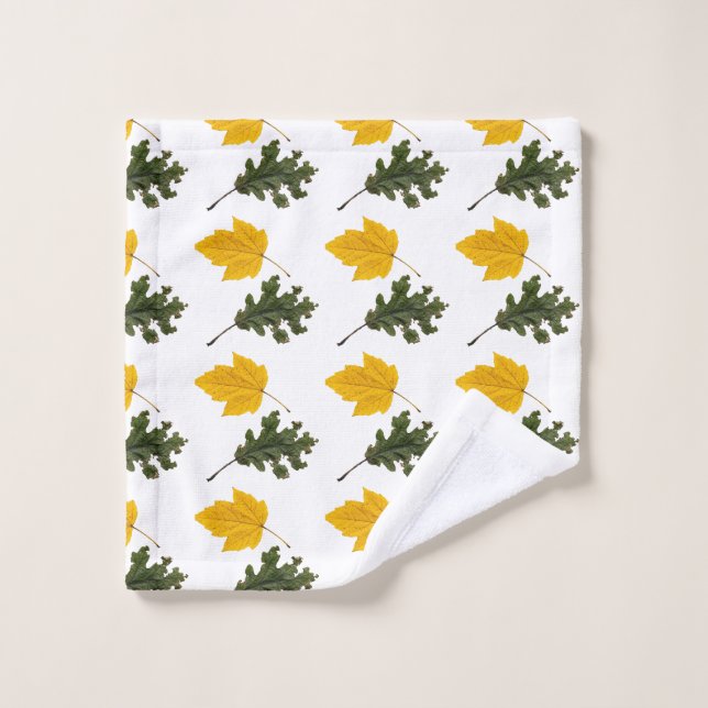 Autumn Symmetry Leaf Pattern Bath Towel Set (Wash Cloth)
