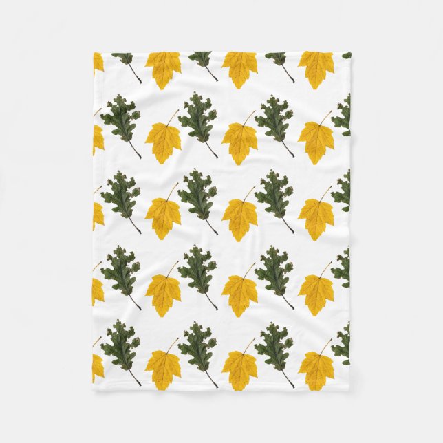 Autumn Symmetry Leaf Pattern Fleece Blanket (Front)