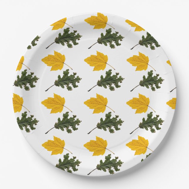 Autumn Symmetry Leaf Pattern Paper Plate (Front)