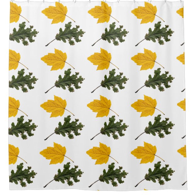 Autumn Symmetry Leaf Pattern Shower Curtain (Front)