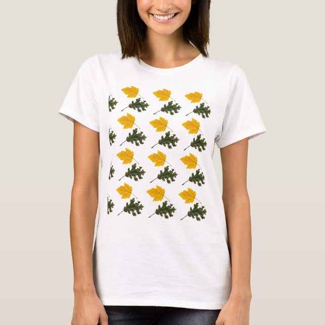 Autumn Symmetry Leaf Pattern T-Shirt (Front)